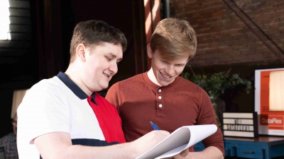 Two colleagues, meeting, DataFlex, fun