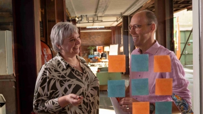 Sticky notes, dataflex, colleagues, photo, working