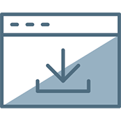 Square, arrow, blue, icon